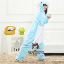 Pyjama Éléphant Bleue Combinaison Femme Homme Déguisement -Favolicorne Déguisement Promos Magasin af190101 2