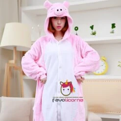 Pyjama Cochon Rose Animaux Pour Adulte Combinaison Déguisement -Favolicorne Déguisement Promos Magasin af19012 2
