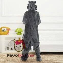 Combinaison Pyjama Loup Gris Déguisement -Favolicorne Déguisement Promos Magasin af190137 4