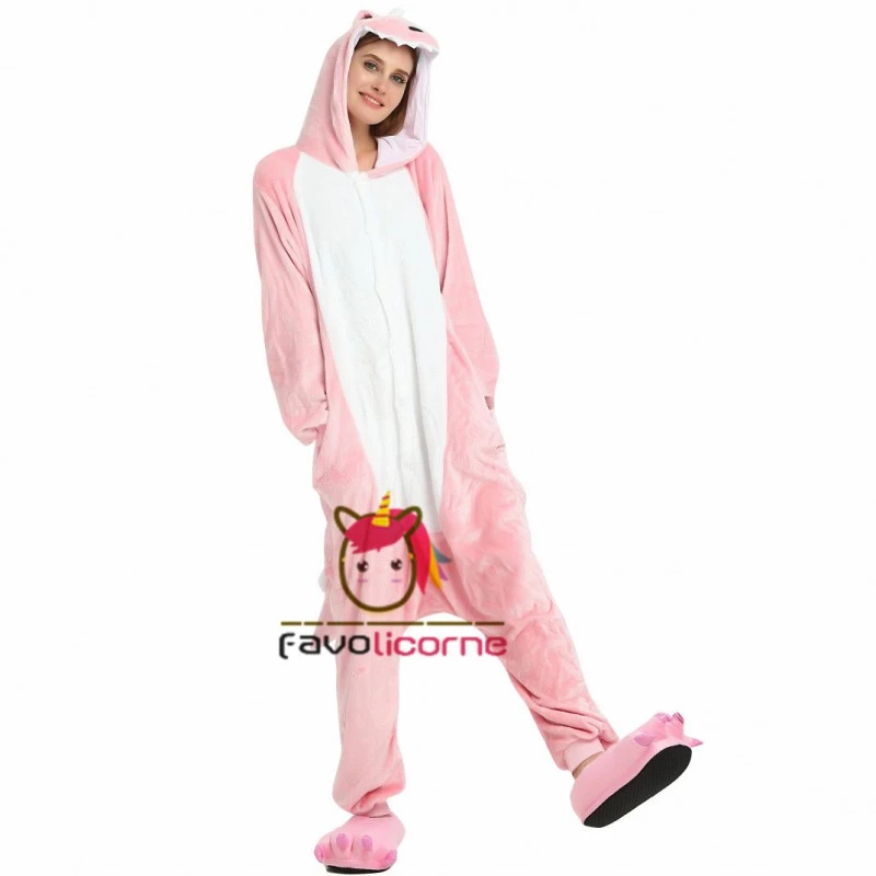 Combinaison Pyjama Dinosaure Rose Femme Homme Déguisement 2 Combinaison Pyjama Dinosaure Rose Femme Homme Déguisement – Image 2