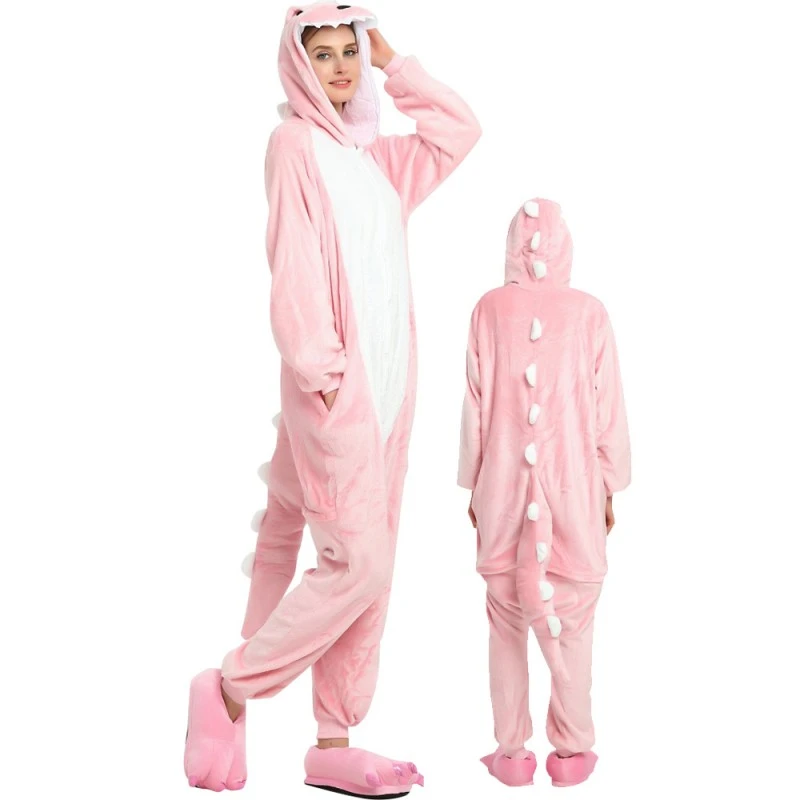Combinaison Pyjama Dinosaure Rose Femme Homme Déguisement 1 Combinaison Pyjama Dinosaure Rose Femme Homme Déguisement