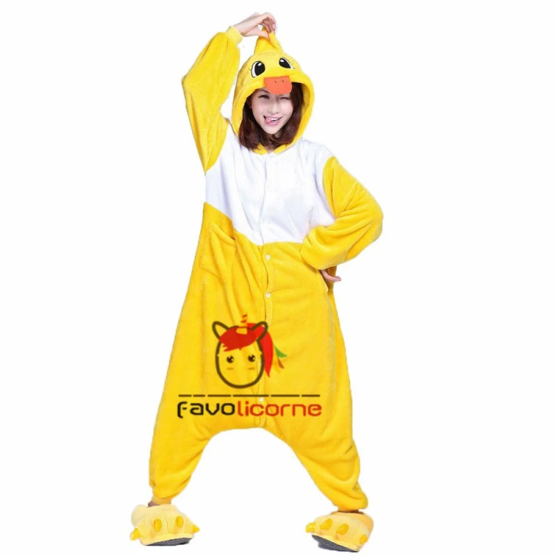 Femme Homme Combinaison Pyjama Duck Jaune Déguisement 2 Femme Homme Combinaison Pyjama Duck Jaune Déguisement – Image 2