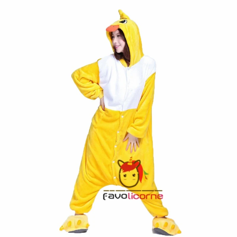 Femme Homme Combinaison Pyjama Duck Jaune Déguisement 3 Femme Homme Combinaison Pyjama Duck Jaune Déguisement – Image 3