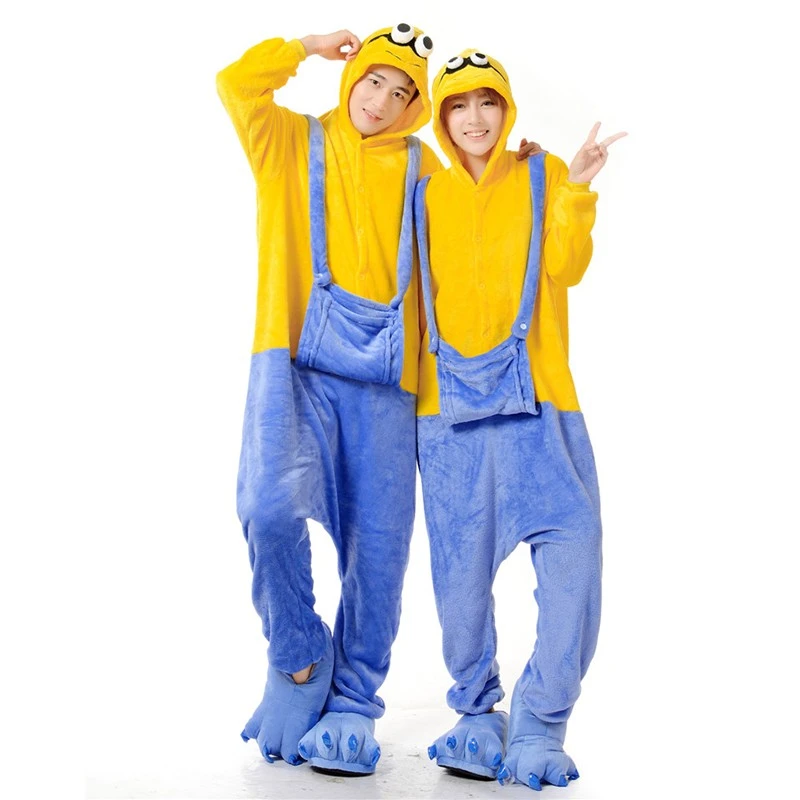 Femme Homme Combinaison Pyjama Minions Déguisement 1 Femme Homme Combinaison Pyjama Minions Déguisement