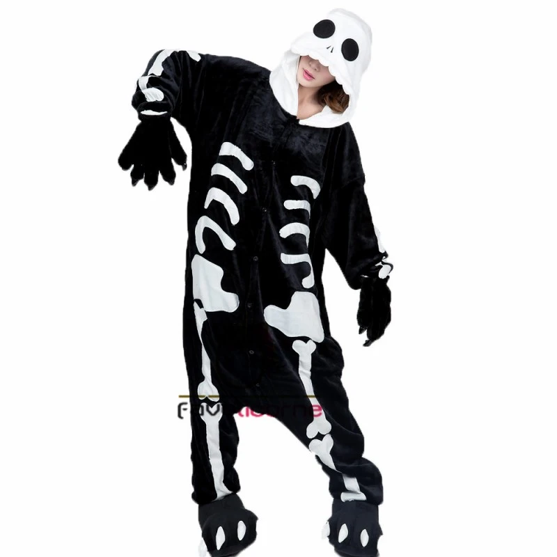 Femme Homme Combinaison Pyjama Squelette Déguisement 2 Femme Homme Combinaison Pyjama Squelette Déguisement – Image 2