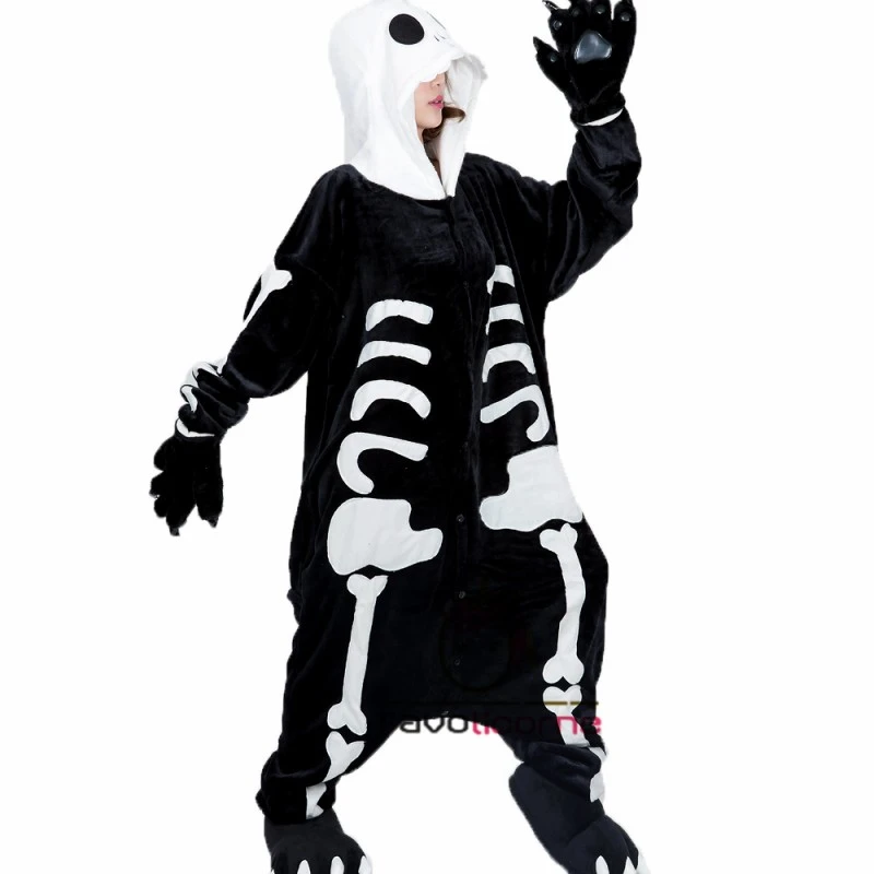Femme Homme Combinaison Pyjama Squelette Déguisement 3 Femme Homme Combinaison Pyjama Squelette Déguisement – Image 3