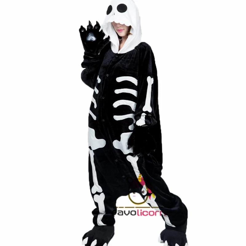 Femme Homme Combinaison Pyjama Squelette Déguisement 4 Femme Homme Combinaison Pyjama Squelette Déguisement – Image 4