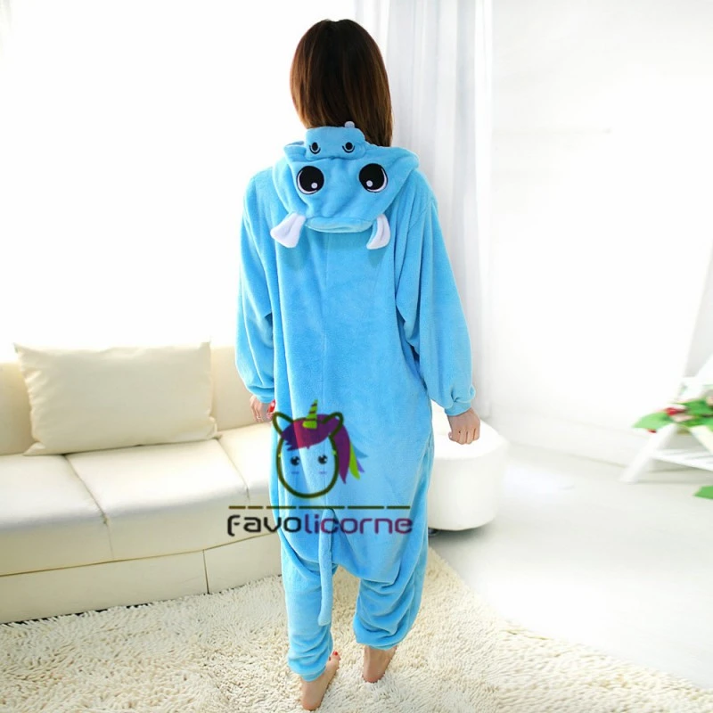 Femme Homme Combinaison Pyjama Hippopotame Bleue Déguisement 2 Femme Homme Combinaison Pyjama Hippopotame Bleue Déguisement – Image 2