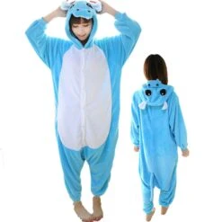 Femme Homme Combinaison Pyjama Hippopotame Bleue Déguisement