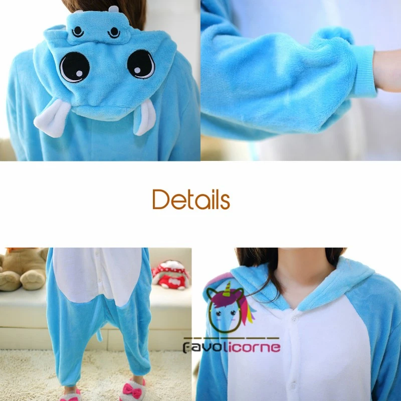 Femme Homme Combinaison Pyjama Hippopotame Bleue Déguisement 4 Femme Homme Combinaison Pyjama Hippopotame Bleue Déguisement – Image 4