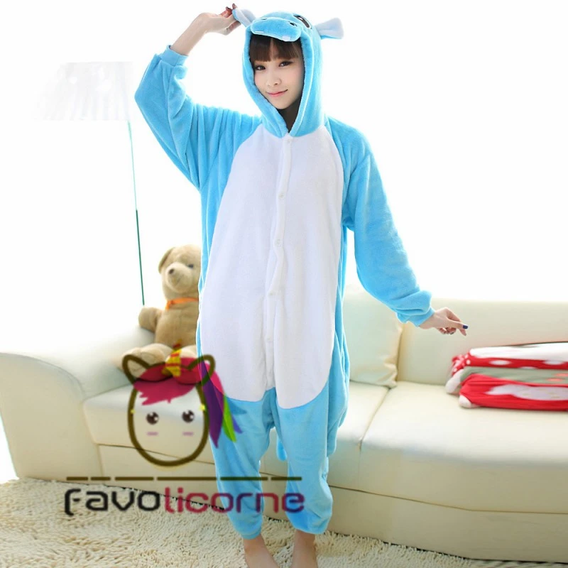 Femme Homme Combinaison Pyjama Hippopotame Bleue Déguisement 5 Femme Homme Combinaison Pyjama Hippopotame Bleue Déguisement – Image 5