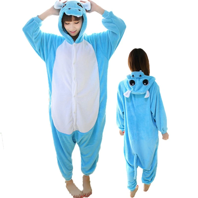 Femme Homme Combinaison Pyjama Hippopotame Bleue Déguisement 1 Femme Homme Combinaison Pyjama Hippopotame Bleue Déguisement