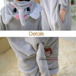 Femme Homme Combinaison Pyjama Éléphant Gris Déguisement -Favolicorne Déguisement Promos Magasin af190190 5