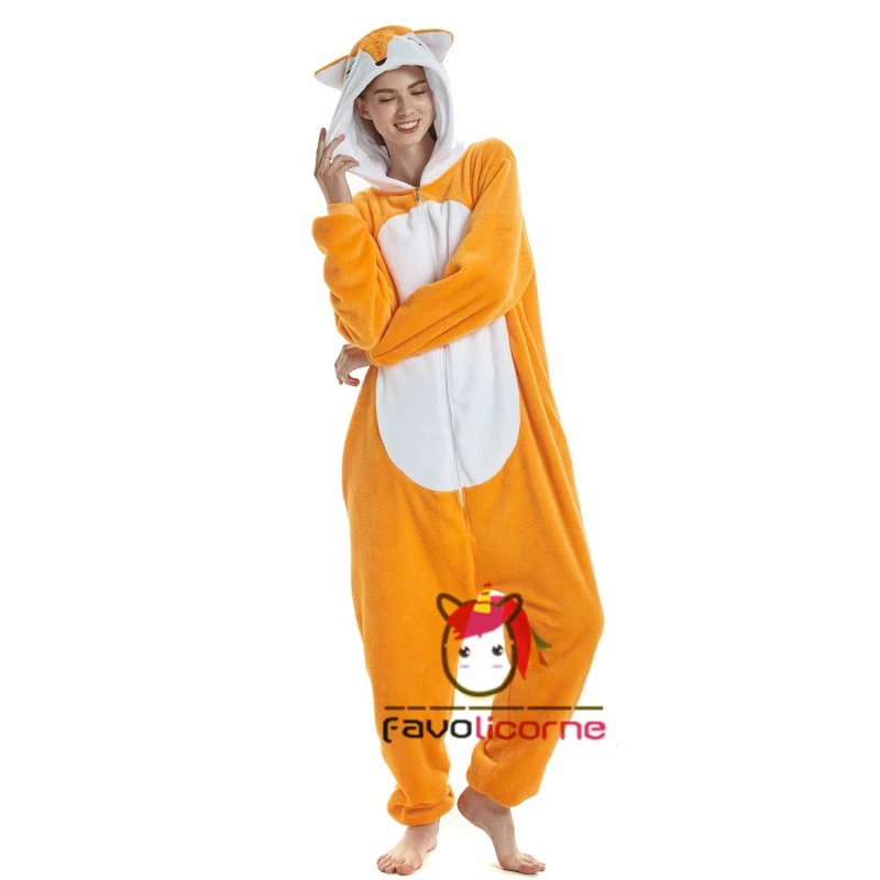 Femme Homme Combinaison Pyjama Renard Déguisement 3 Femme Homme Combinaison Pyjama Renard Déguisement – Image 3