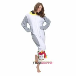 Combinaison Pyjama Pingouin Gris Polaire -Favolicorne Déguisement Promos Magasin ay19030 2