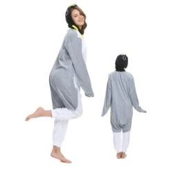 Combinaison Pyjama Pingouin Gris Polaire