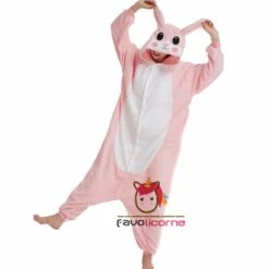 Combinaison Pyjama Lapin Rose Polaire -Favolicorne Déguisement Promos Magasin ay19051 2