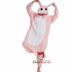 Combinaison Pyjama Lapin Rose Polaire -Favolicorne Déguisement Promos Magasin ay19051 3