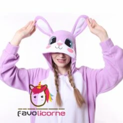 Combinaison Pyjama Violet Lapin -Favolicorne Déguisement Promos Magasin ay19152 6