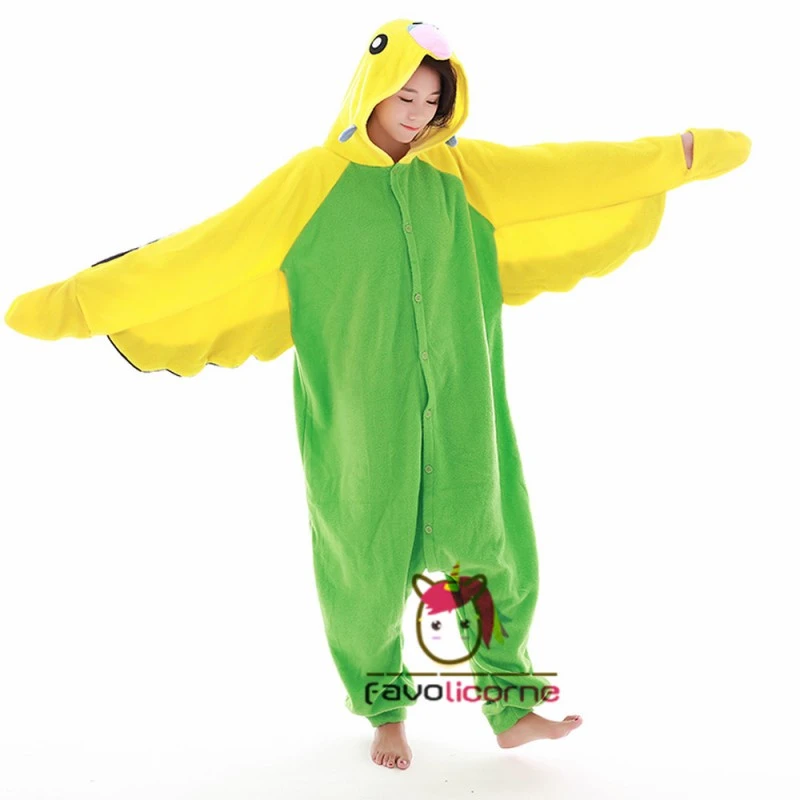 Combinaison Pyjama Perruche Verte Jaune 4 Combinaison Pyjama Perruche Verte Jaune – Image 4