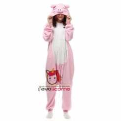 Combinaison Pyjama Cochon Rose Adulte & Enfant -Favolicorne Déguisement Promos Magasin ay19580 1