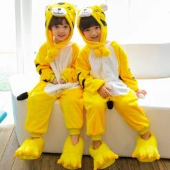 Combinaison Pyjama Enfants Tigre Capuche Garçon & Fille Déguisement Déguisement