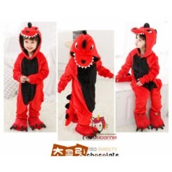 Combinaison Pyjama Enfants Rouge Dinosaure Capuche Garçon & Fille Déguisement Déguisement -Favolicorne Déguisement Promos Magasin fk19002 3