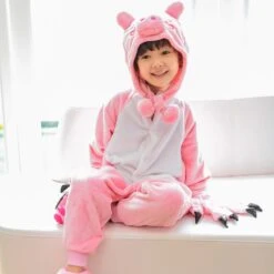 Combinaison Pyjama Enfants Rose Cochon Capuche Garçon & Fille Déguisement Déguisement -Favolicorne Déguisement Promos Magasin fk19008 1