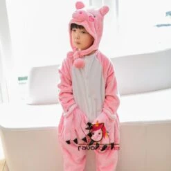 Combinaison Pyjama Enfants Rose Cochon Capuche Garçon & Fille Déguisement Déguisement -Favolicorne Déguisement Promos Magasin fk19008 3