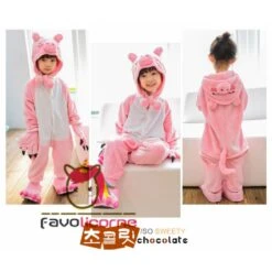 Combinaison Pyjama Enfants Rose Cochon Capuche Garçon & Fille Déguisement Déguisement -Favolicorne Déguisement Promos Magasin fk19008 4