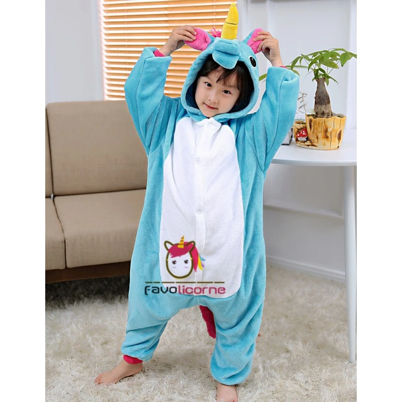 Combinaison Pyjama Enfant Bleue Licorne Déguisement Déguisement 2 Combinaison Pyjama Enfant Bleue Licorne Déguisement Déguisement – Image 2