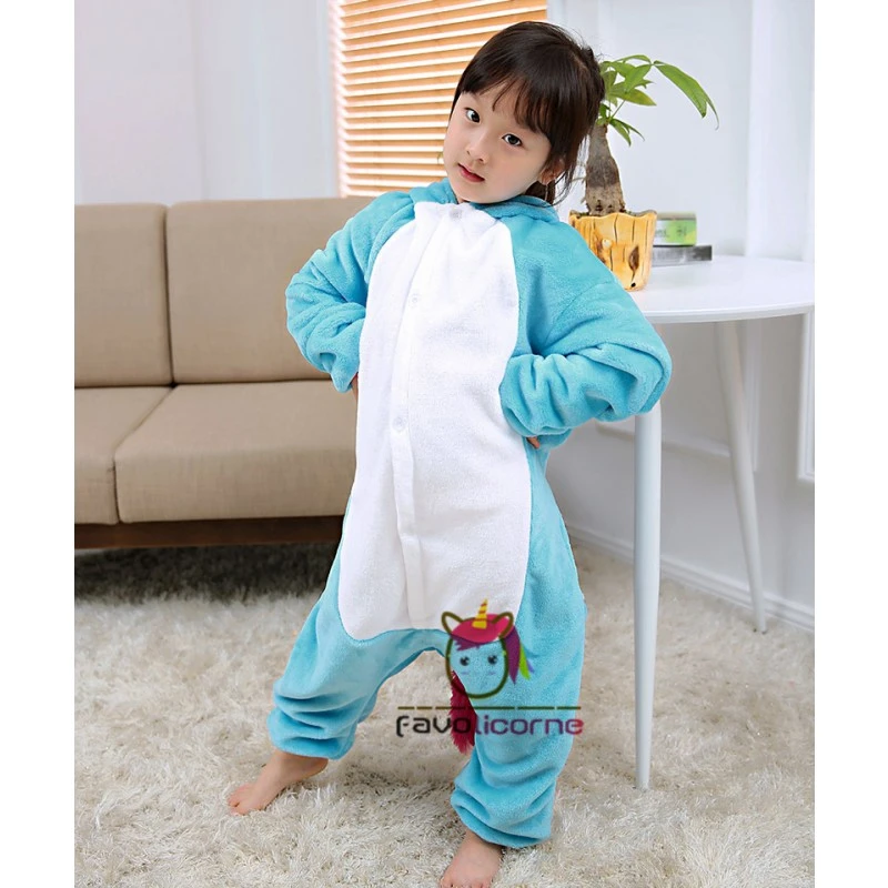 Combinaison Pyjama Enfant Bleue Licorne Déguisement Déguisement 3 Combinaison Pyjama Enfant Bleue Licorne Déguisement Déguisement – Image 3