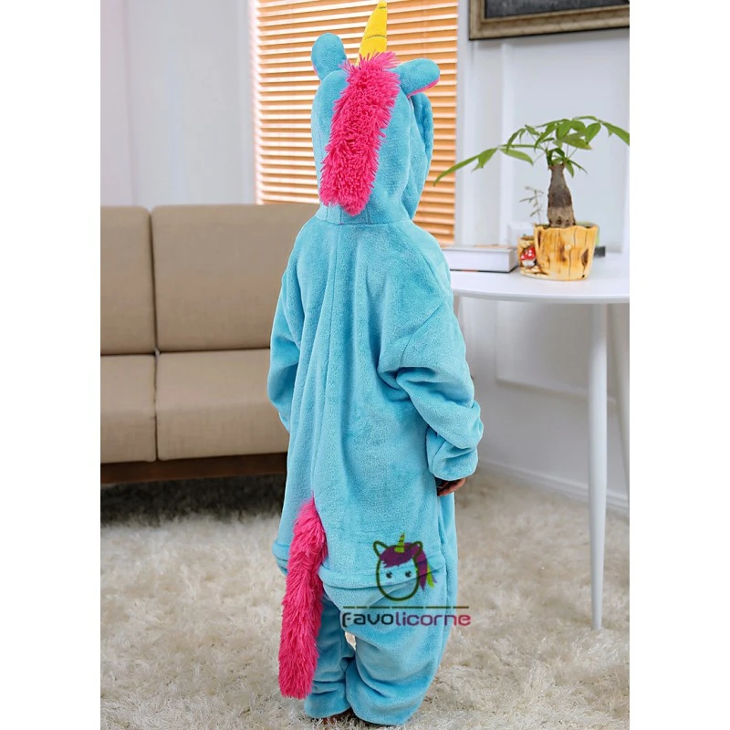 Combinaison Pyjama Enfant Bleue Licorne Déguisement Déguisement 4 Combinaison Pyjama Enfant Bleue Licorne Déguisement Déguisement – Image 4