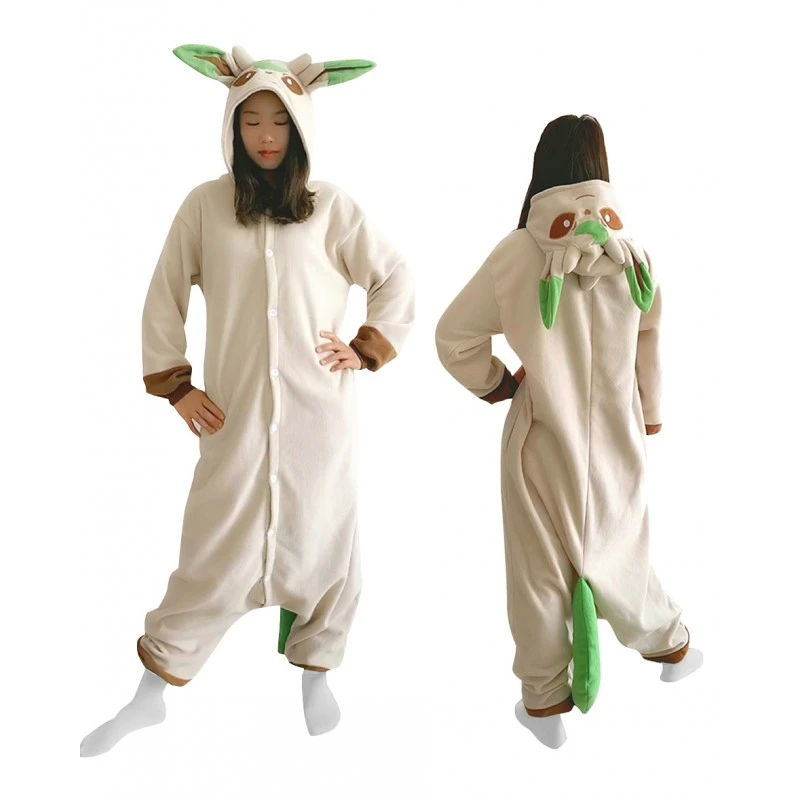 Déguisement Eevee Leafeon Pyjama Femme Homme Pyjama Combinaison 1 Déguisement Eevee Leafeon Pyjama Femme Homme Pyjama Combinaison
