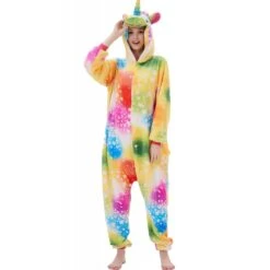 Déguisement Rainbow Unicorn Pyjama Femme Homme Pyjama Combinaison