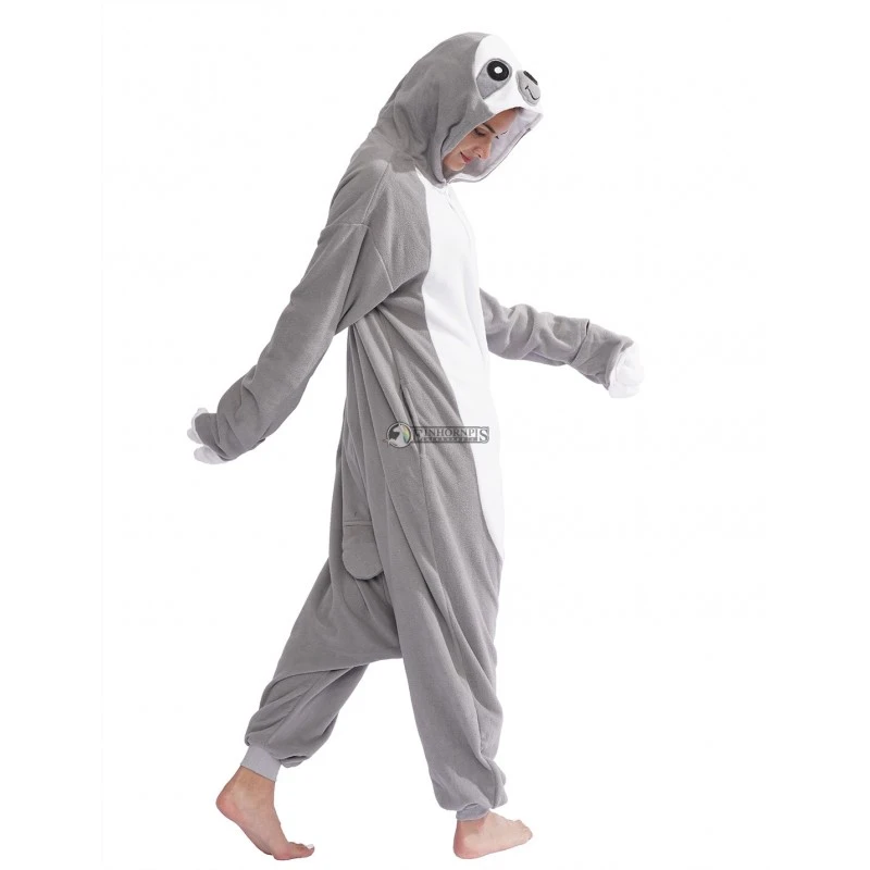 Déguisement Grey Sloth Pyjama Femme Homme Pyjama Combinaison 3 Déguisement Grey Sloth Pyjama Femme Homme Pyjama Combinaison – Image 3