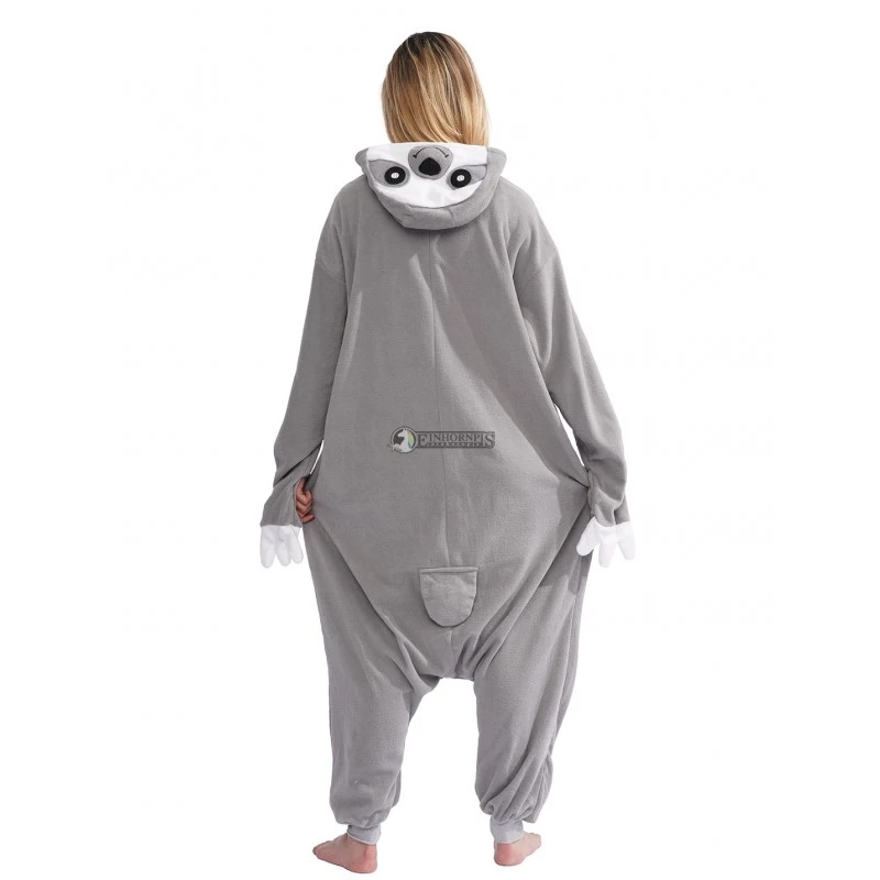 Déguisement Grey Sloth Pyjama Femme Homme Pyjama Combinaison 4 Déguisement Grey Sloth Pyjama Femme Homme Pyjama Combinaison – Image 4