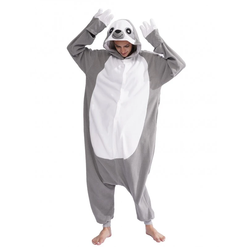 Déguisement Grey Sloth Pyjama Femme Homme Pyjama Combinaison 1 Déguisement Grey Sloth Pyjama Femme Homme Pyjama Combinaison