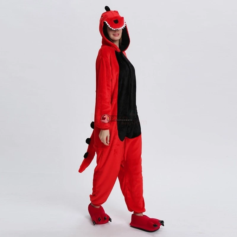 Déguisement Rot Dinosaurier Pyjama Femme Homme Pyjama Combinaison 4 Déguisement Rot Dinosaurier Pyjama Femme Homme Pyjama Combinaison – Image 4