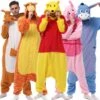 Déguisement Winnie The Pooh & Tigger & Piglet & Eeyore Pyjama Femme Homme Pyjama Combinaison