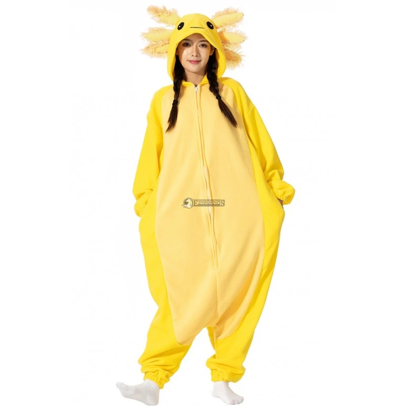 Déguisement Jaune Axolotl Pyjama Femme Homme Pyjama Combinaison 2 Déguisement Jaune Axolotl Pyjama Femme Homme Pyjama Combinaison – Image 2