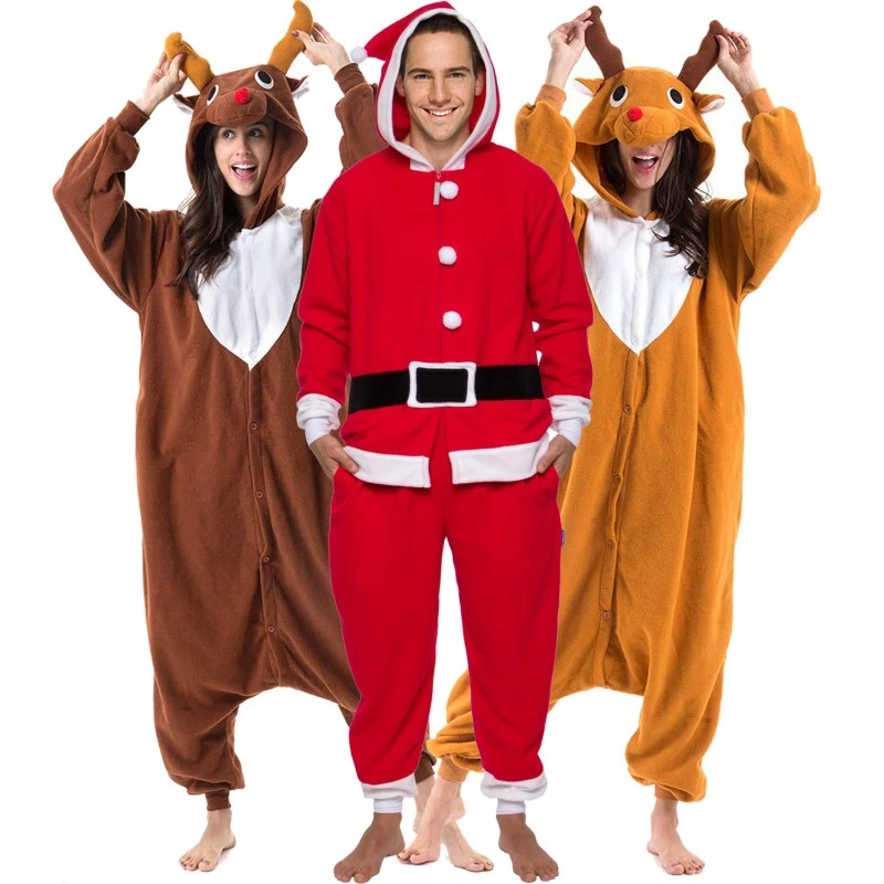 Déguisement Christmas Matching Santa Claus & Reindeer Pyjama Femme Homme Pyjama Combinaison 1 Déguisement Christmas Matching Santa Claus & Reindeer Pyjama Femme Homme Pyjama Combinaison
